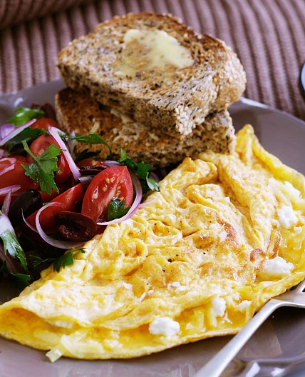 Chorizo & Mozzarella Omelette with Olive Salad