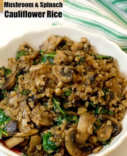 Mushroom spinach cauliflower rice 