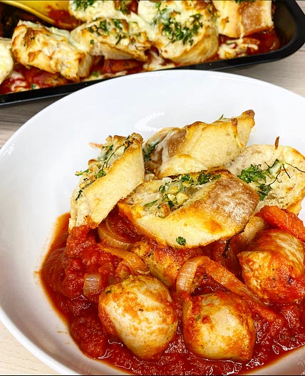 Sausage Bake with Garlic Ciabatta