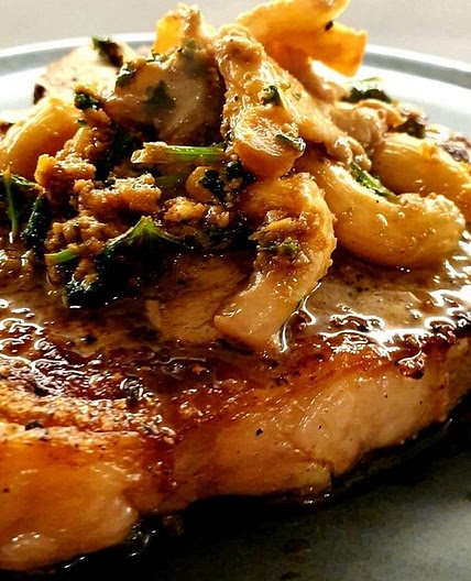 Keto T-Bone Steak with Garlic and Butter Oyster Mushrooms