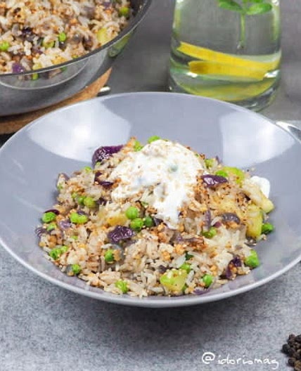 Vegetable Rice – With Zucchini, Peas, & Roasted Cashews