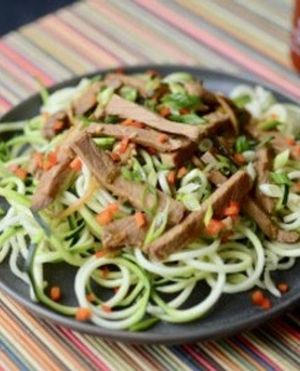Keto Sesame Zoodles with Roasted Pork