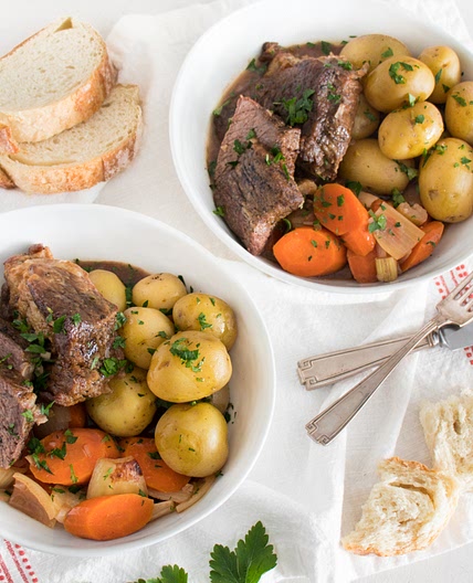 Red Wine and Butter Pot Roast with New Potatoes