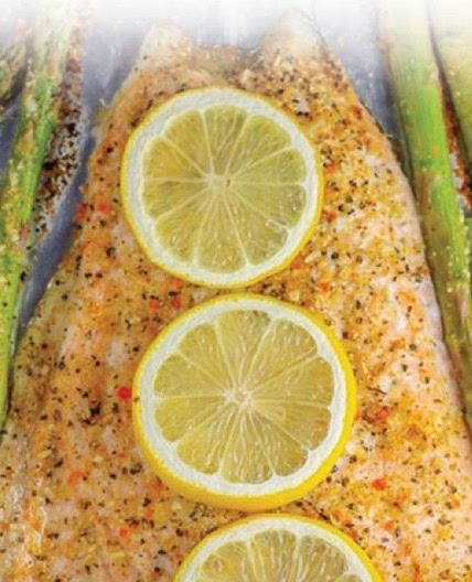 One-pan Lemon Pepper Salmon with Garlic Permesan Asparagus 