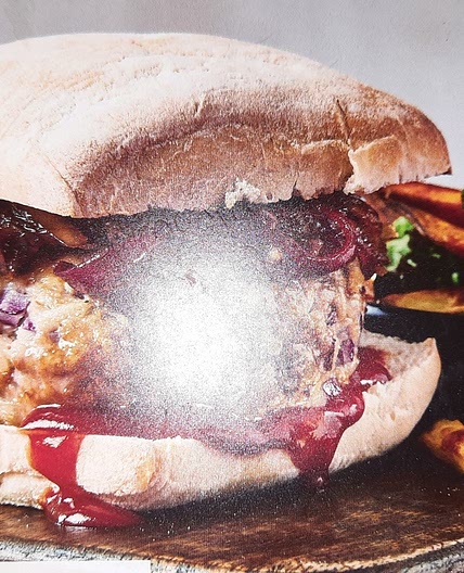 Toffee apple, pork and cheddar burgers