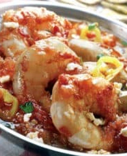 Greek Shrimp Saganaki recipe with Feta cheese (Garides Saganaki)
