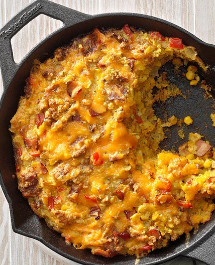 Cheddar Corn Pudding with Bacon
