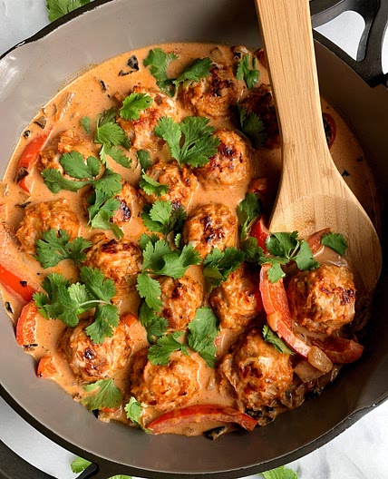 Healthy Thai Turkey Meatballs in Coconut Curry