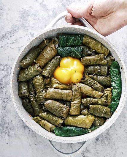 Vegetarian stuffed grape leaves