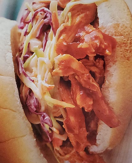 PULLED BARBECUE CHICKEN AND COLESLAW SANDWICHES