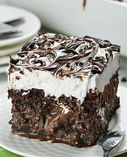 Marshmallow Chocolate Poke Cake