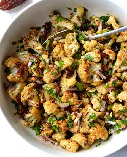 Roasted Cauliflower, Dates, Red Onion & Parsley Salad