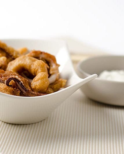 Beer Battered Calamari with Yogurt Sauce