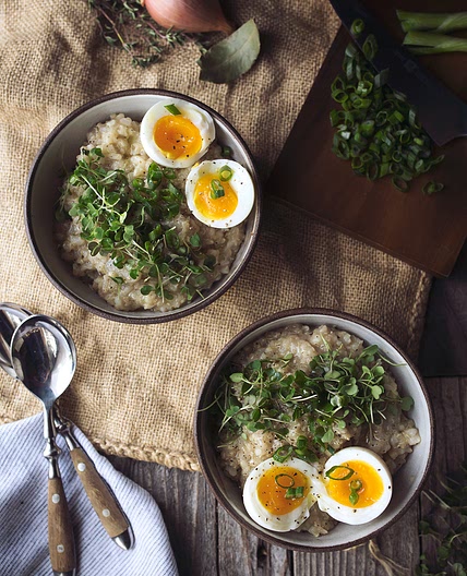 Savory Sprouted Grain Breakfast Porridge with Soft Cooked Egg {Gluten-free} - Tasty Yummies