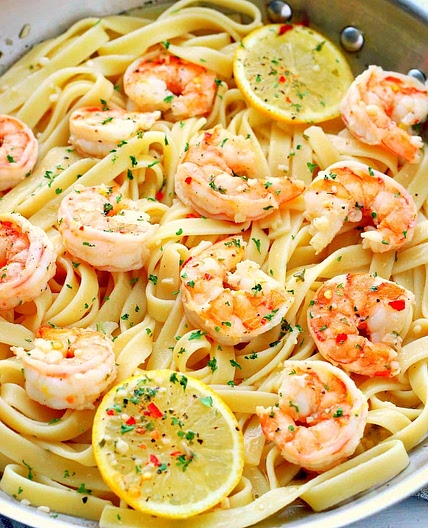 shrimp scampi with fresh linguine