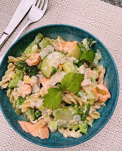 Salmon & Greens with Pasta