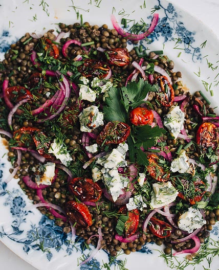 Yotam Ottolenghi's lentil salad with oven-dried tomatoes
