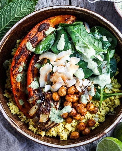 Coconut Millet Bowl with Berbere Spiced Squash & Chickpeas