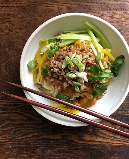A recipe for a spicy bowl of dan dan noodles that wakes up the taste buds