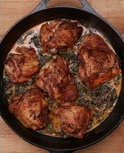 Spinach lemon butter chicken pot skillet