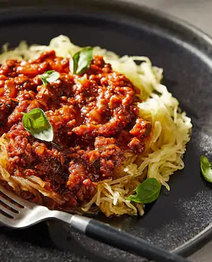 Roasted Spaghetti Squash With Tempeh Bolognese