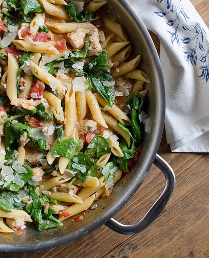 Chicken and Spinach Skillet Pasta