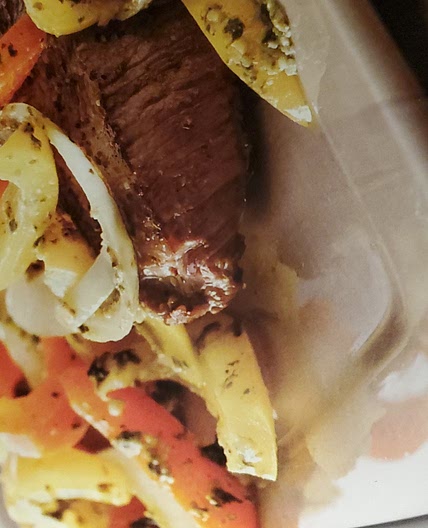 Steak and Peppers in Chimichurri Sauce