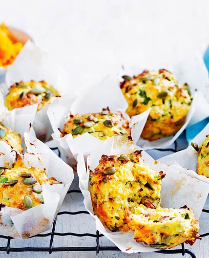 Pumpkin, spinach and bacon muffins