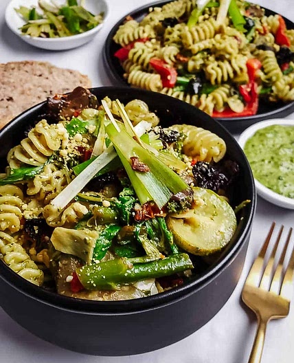 Vegan Basil Pesto Pasta With Vegetables