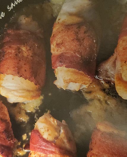 Bacon, Sage, and Provolone Chicken Rolls with Marsala Sauce