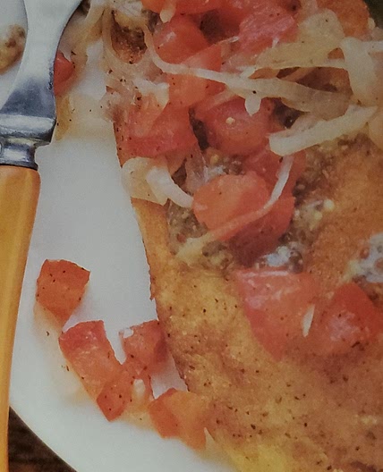 Cornmeal-Crusted Tilapia with Shallot, Tomatoes, and Mustard Sauce