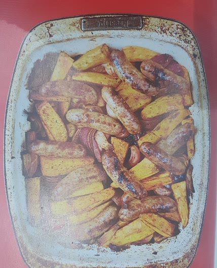 SMOKY SAUSAGE, SWEET POTATO & RED ONION TRAYBAKE