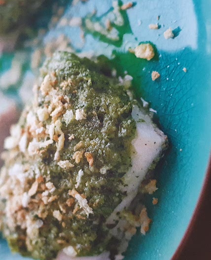 COD WITH PESTO & PARMESAN CRUMBS