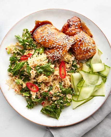 MC - Sesame chicken, egg & spinach rice