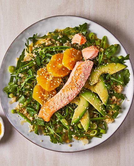 G - Salmon Salad With Orange-Miso Dressing