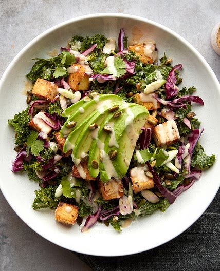 MC - Tofu, avocado & kale salad with tahini dressing