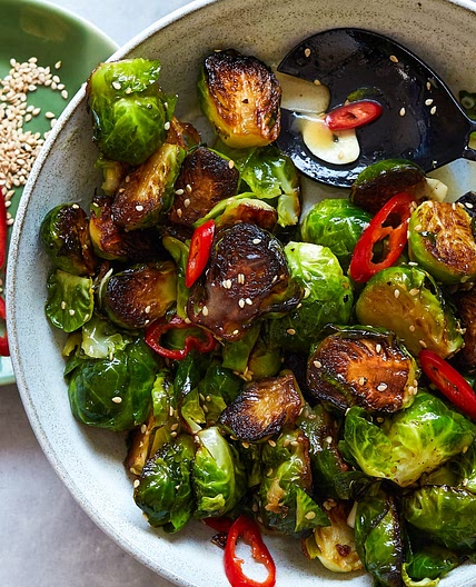 Sesame Garlic Brussels Sprouts - Paleo