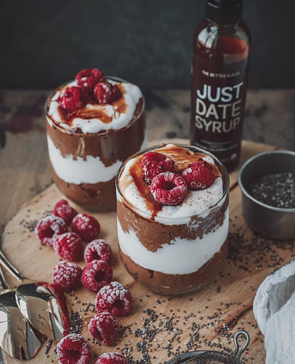 Chocolate Chia Seed Parfaits with Date Syrup
