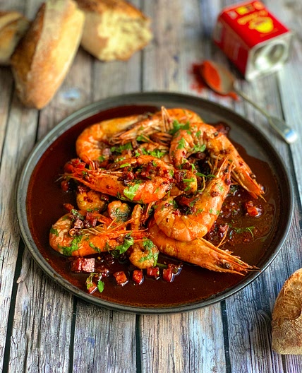 Gambas Pil Pil with Smoky Chorizo