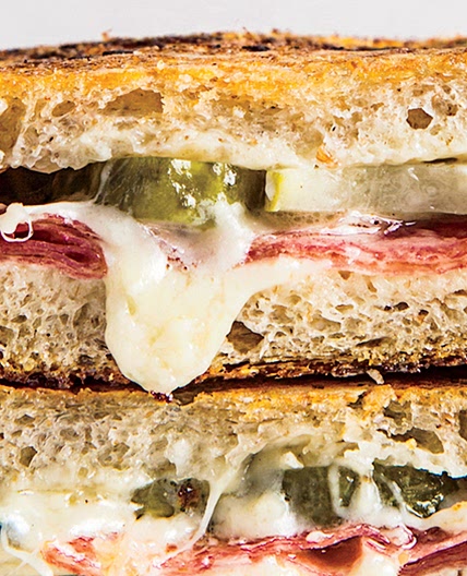 Salami and Pickle Grilled Cheese