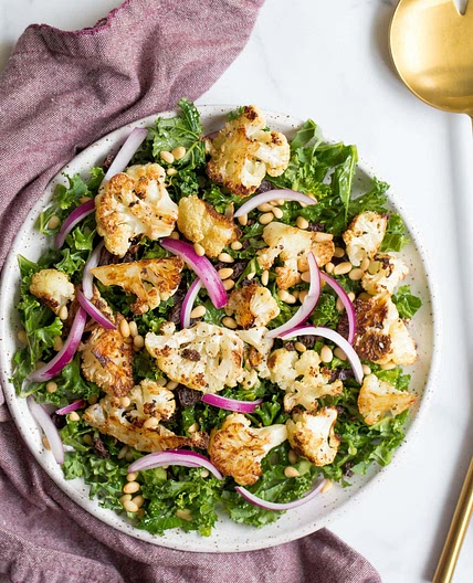Roasted Cauliflower Salad with Lemon Tahini Vinaigrette