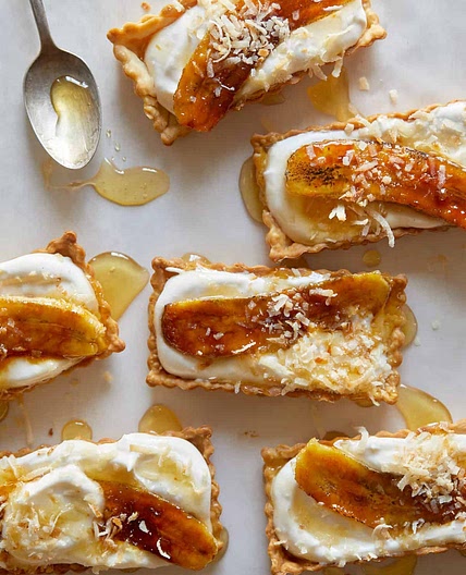 Banana, Coconut and Honey-Cream Tarts