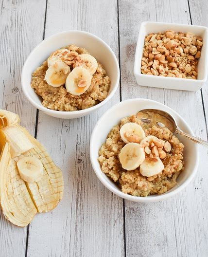 Low-FODMAP Peanut Butter and Banana Breakfast Quinoa; Gluten-free, Vegan