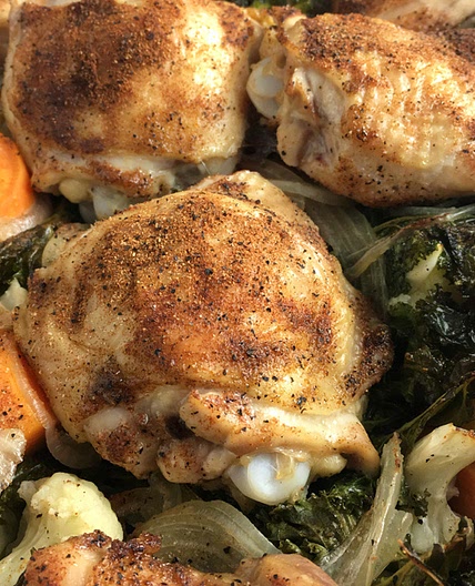 One-Pan Roast Chicken and Kale