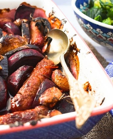 Sticky Marmalade Sausage Bake (Vegan)