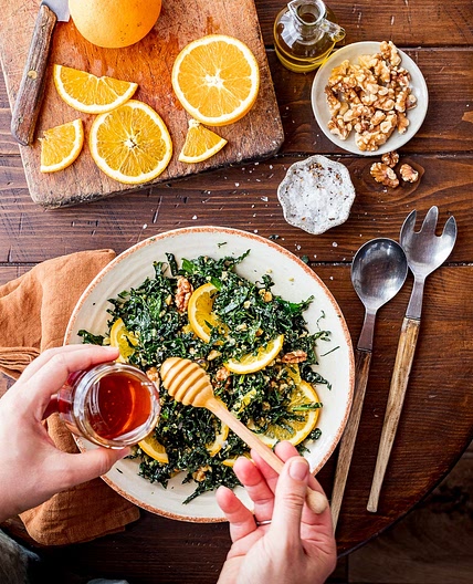 Cavolo nero salad with walnuts and orange