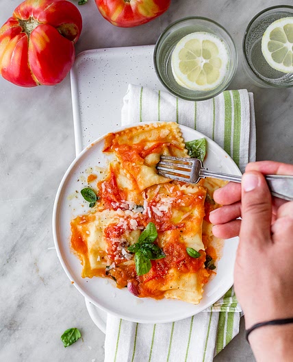 Fresh ricotta ravioli