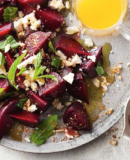 Roast beetroot with fetta and hazelnut dukkah