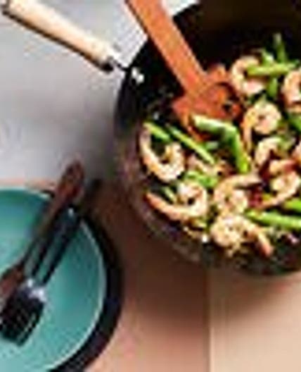 Turmeric-boost & curry leaf wok-charred prawns