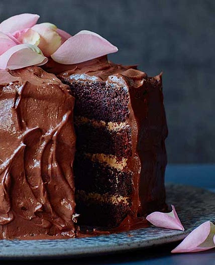 Arabian nights coffee chocolate cake with rose-scented ganache